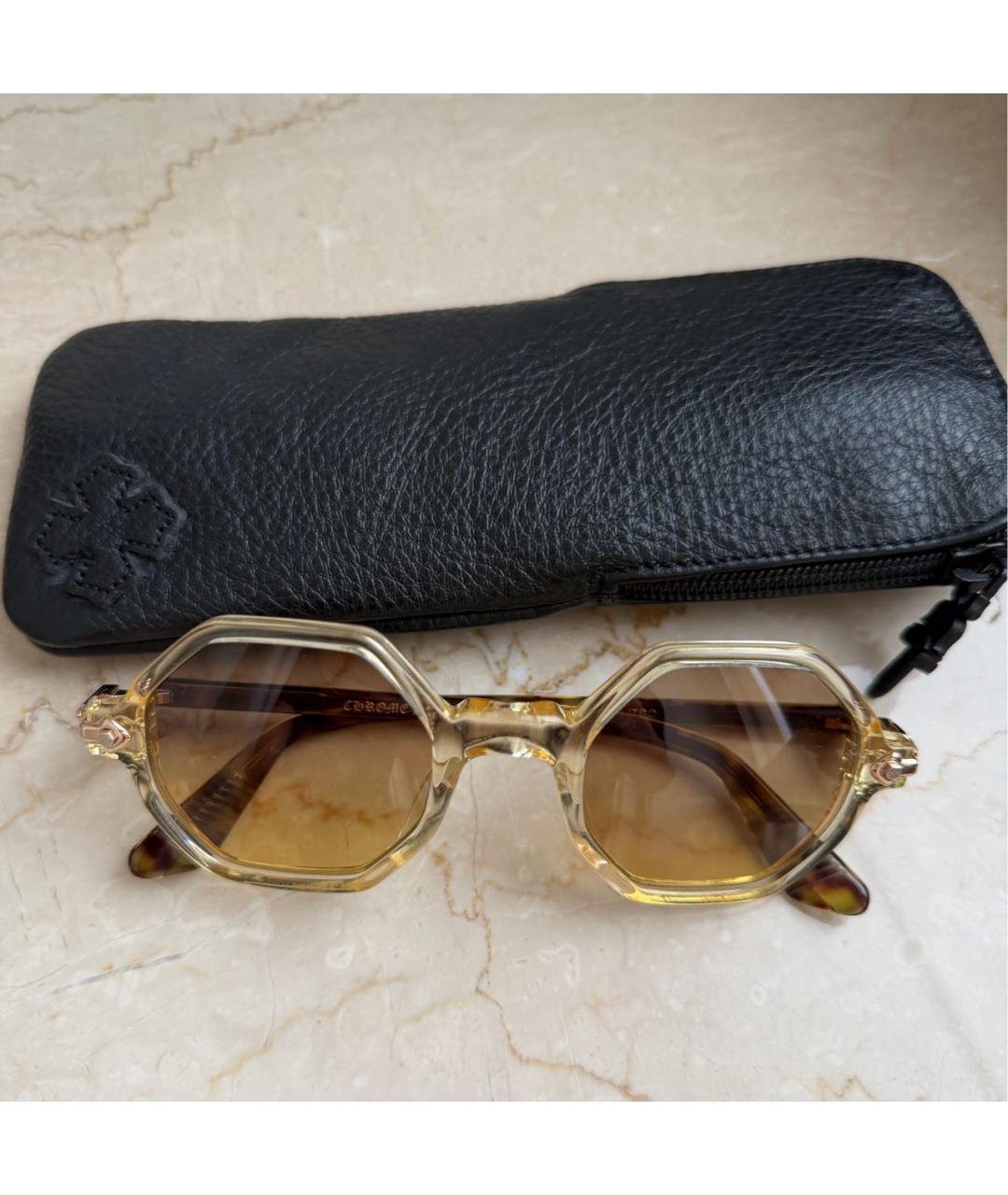 CHROME HEARTS Бежевые пластиковые солнцезащитные очки, фото 7