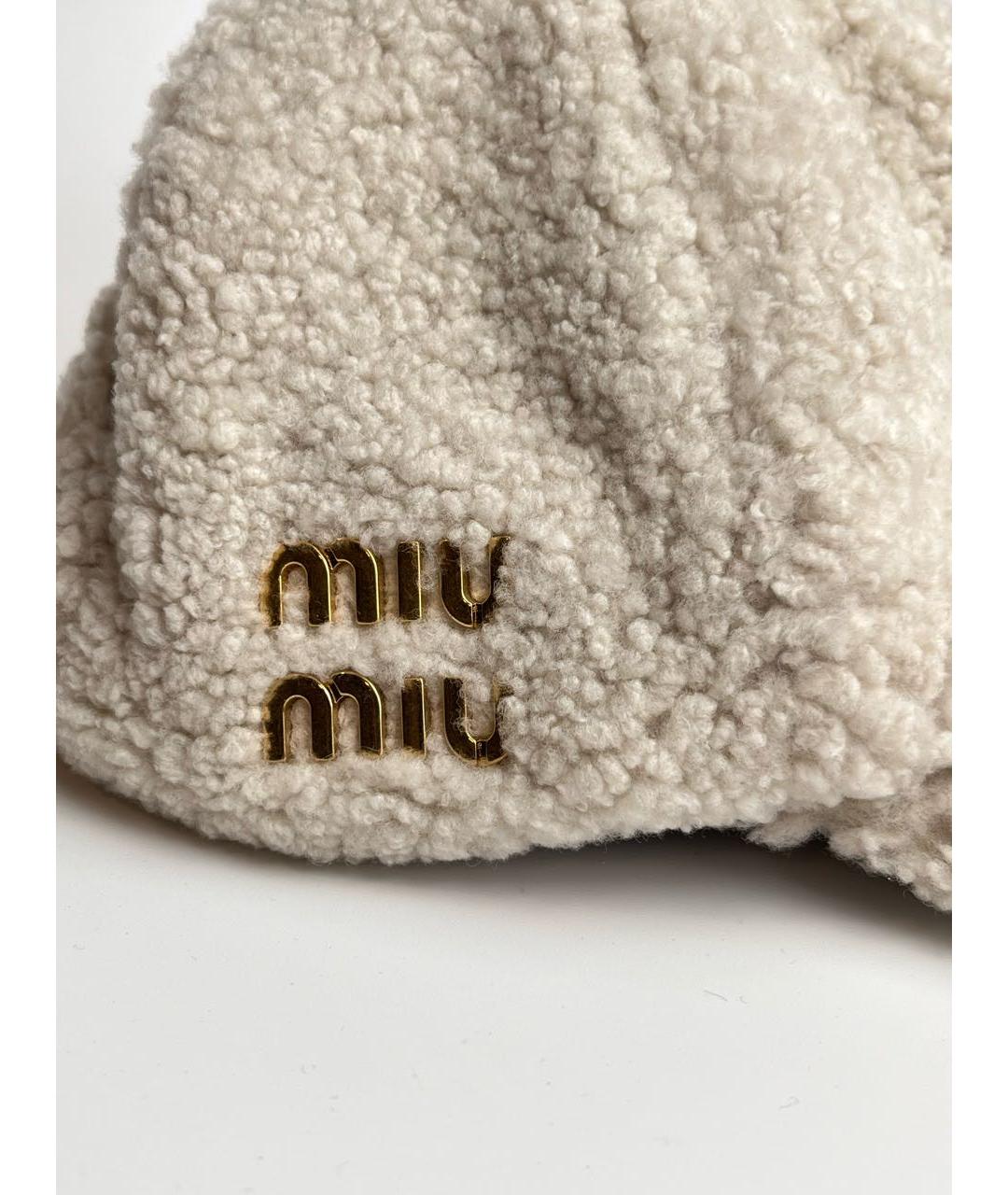 MIU MIU Бежевая шерстяная кепка, фото 2