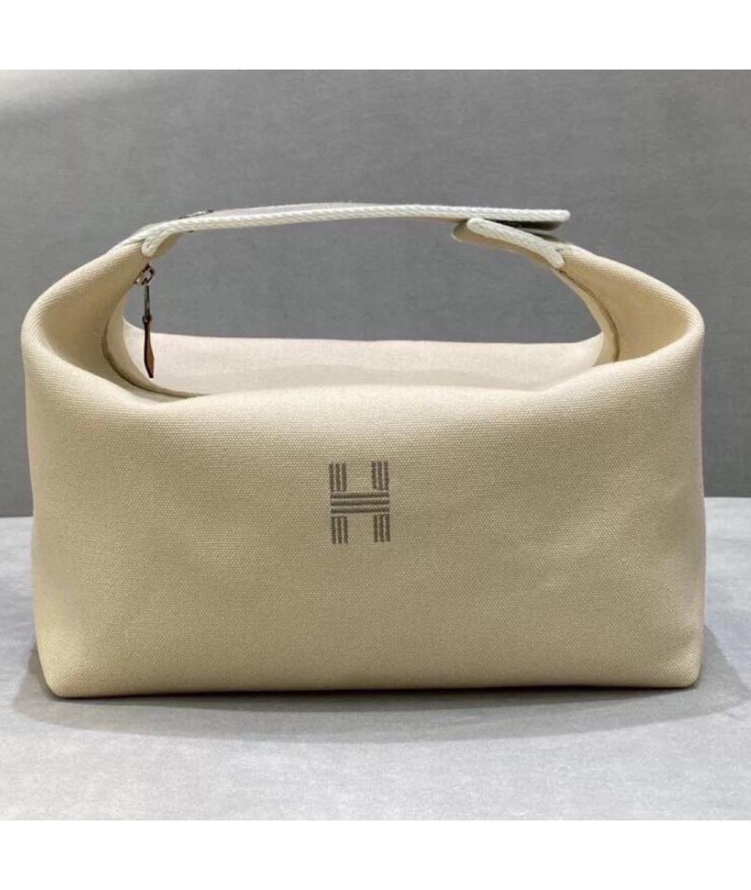 HERMES Бежевая хлопковая косметичка, фото 4