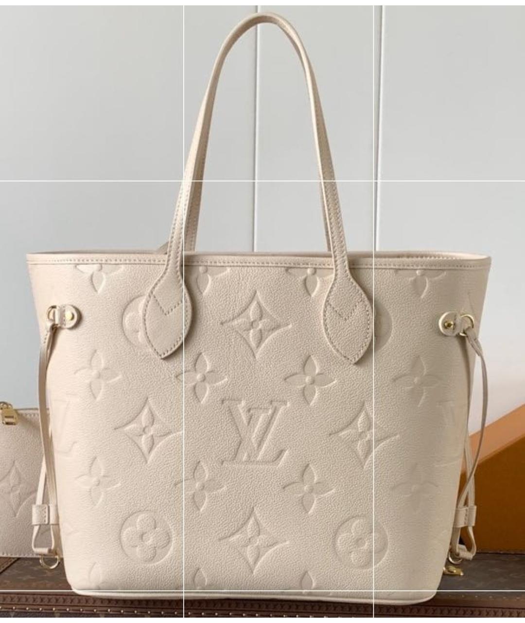 LOUIS VUITTON Бежевая кожаная сумка тоут, фото 3