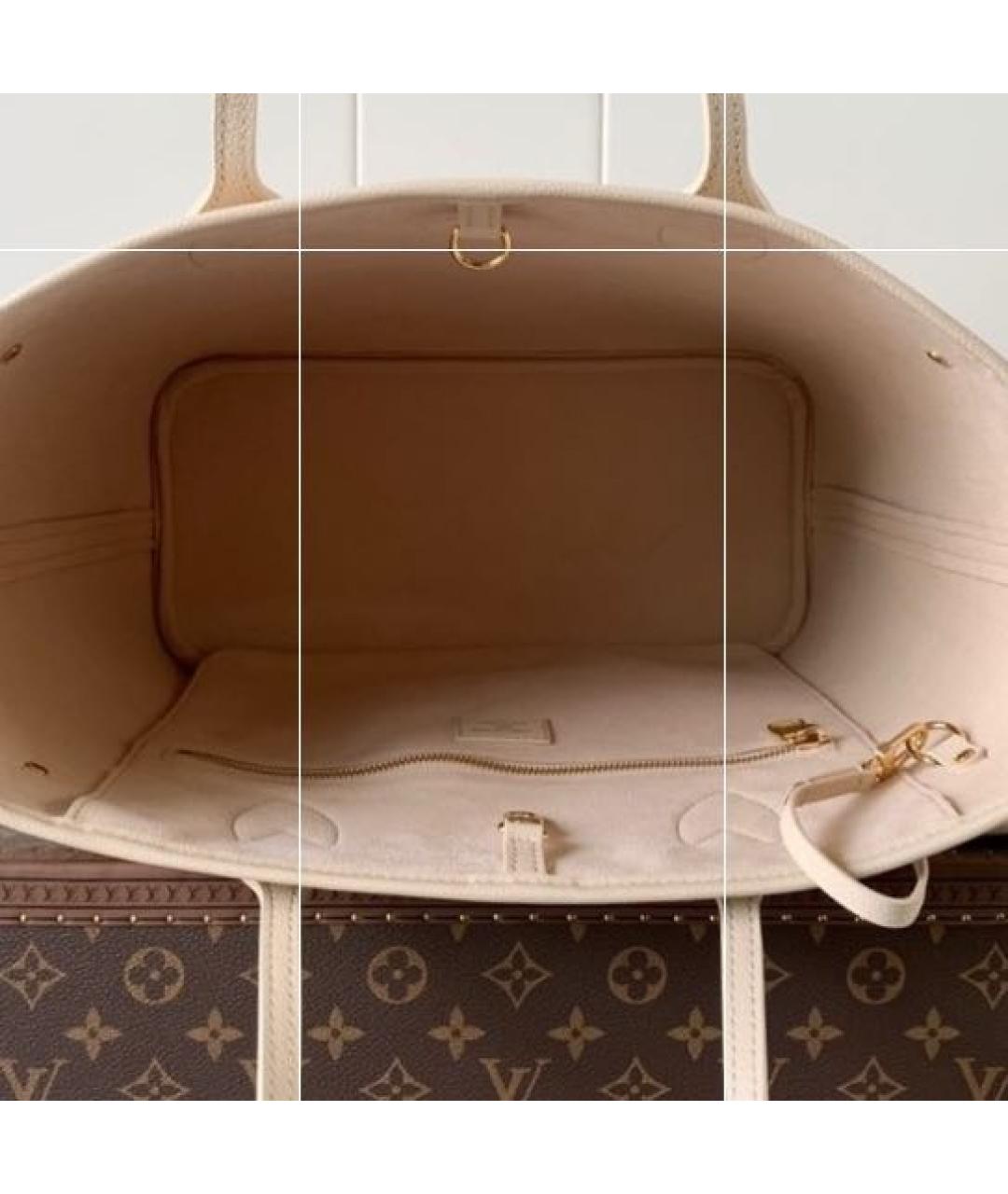 LOUIS VUITTON Бежевая кожаная сумка тоут, фото 4