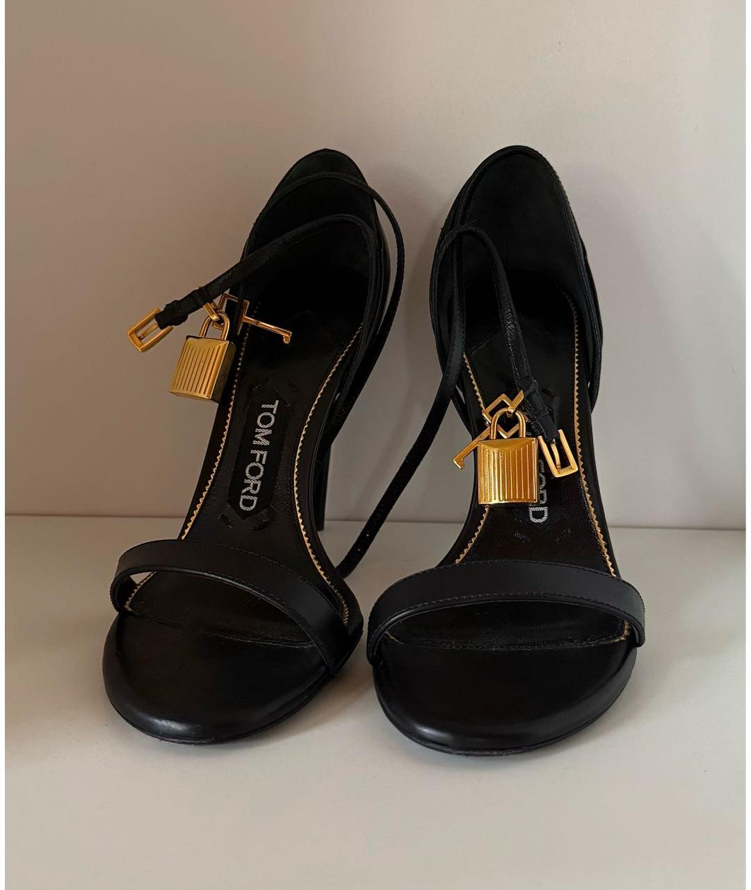 TOM FORD Черные кожаные босоножки, фото 2