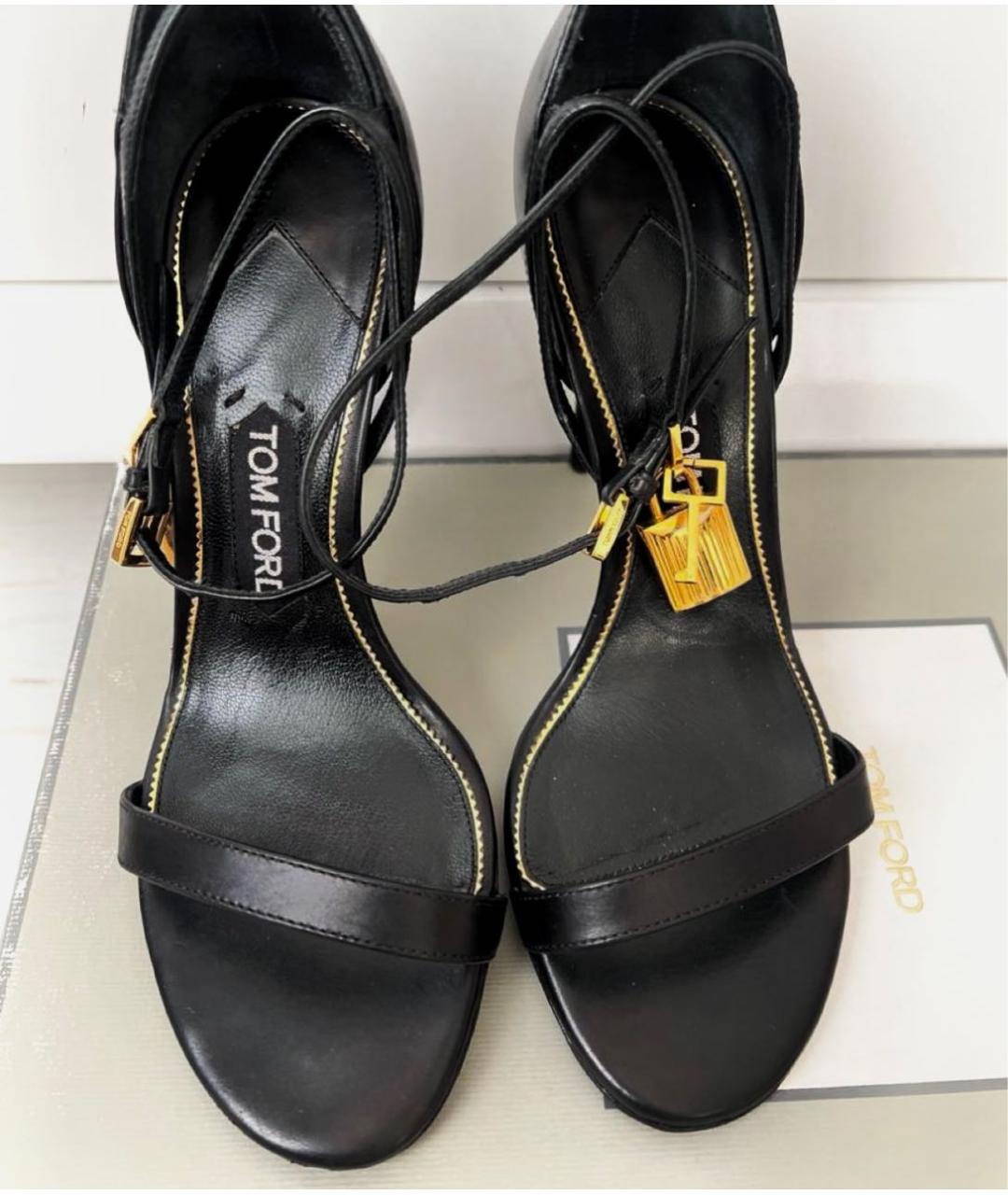 TOM FORD Черные кожаные босоножки, фото 3