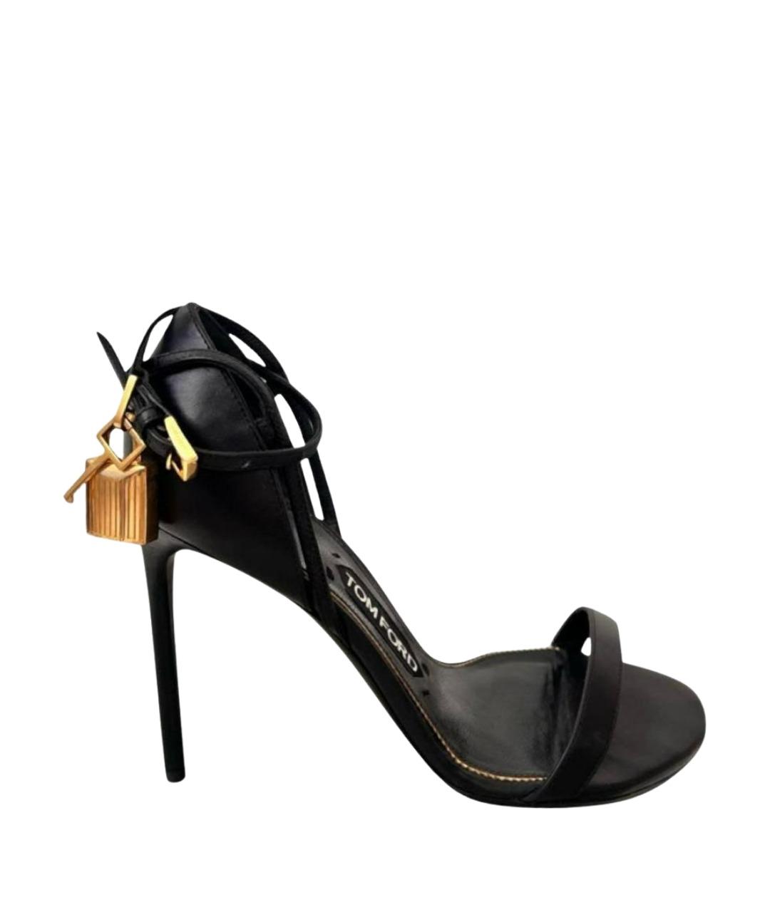 TOM FORD Черные кожаные босоножки, фото 1