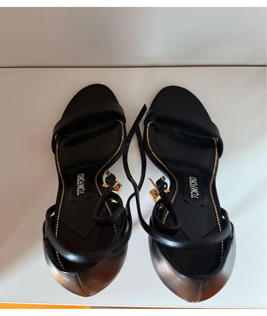TOM FORD Черные кожаные босоножки, фото 4