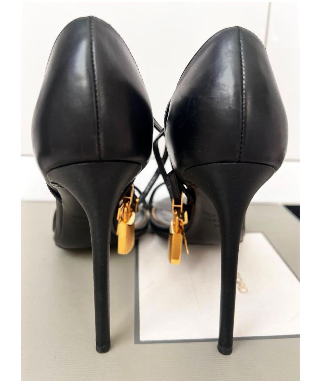 TOM FORD Черные кожаные босоножки, фото 5