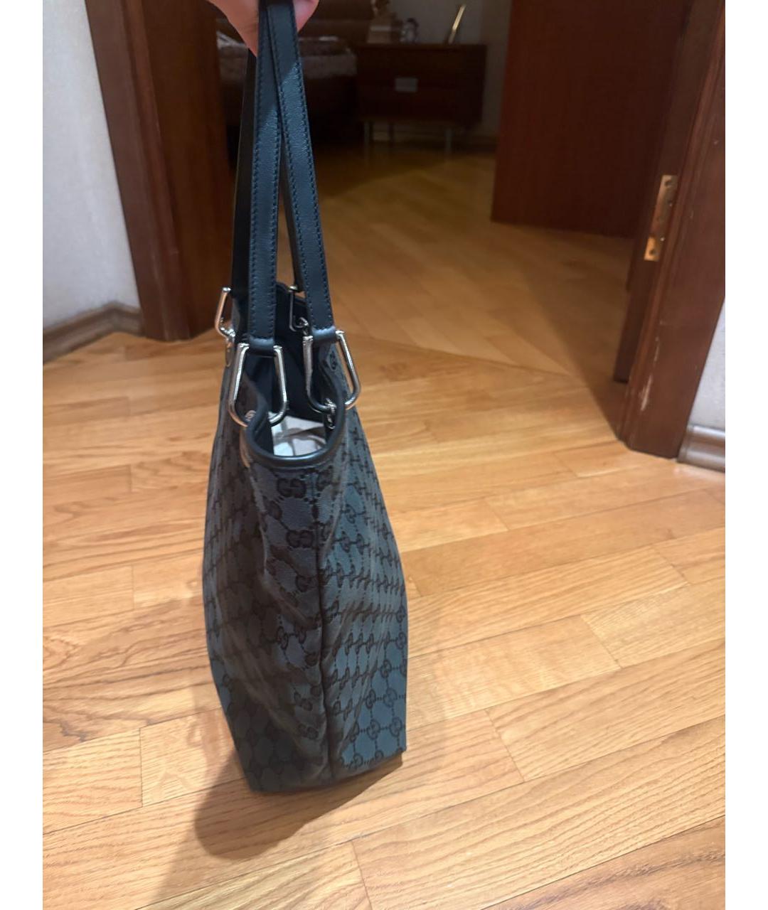 GUCCI Зеленая тканевая сумка тоут, фото 4