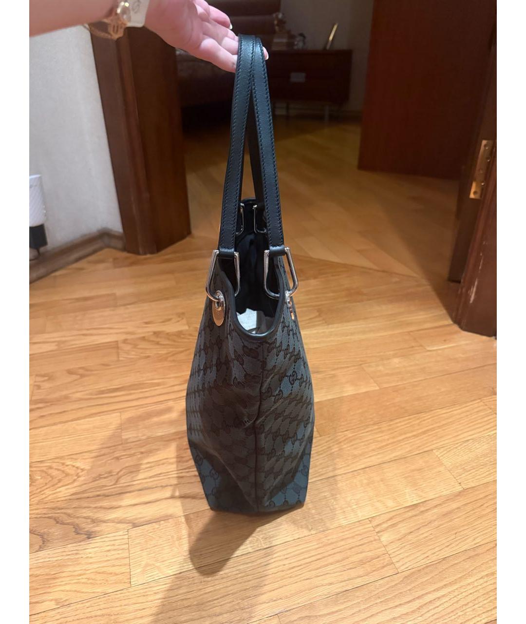 GUCCI Зеленая тканевая сумка тоут, фото 3