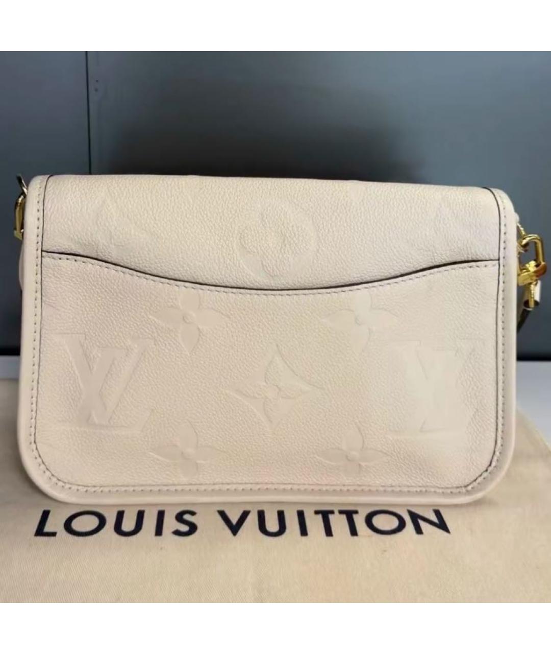 LOUIS VUITTON Бежевая кожаная сумка через плечо, фото 4