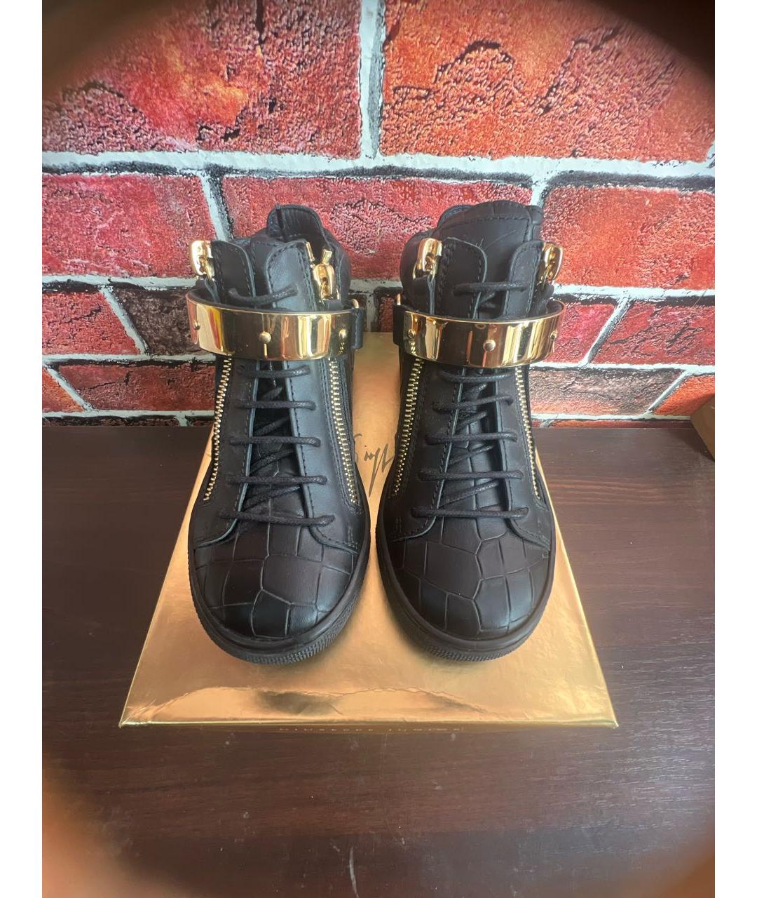 GIUSEPPE ZANOTTI DESIGN Черные кожаные кеды, фото 2
