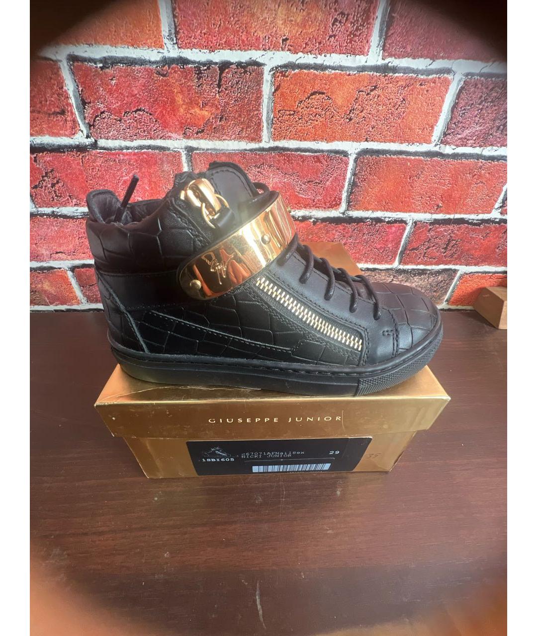 GIUSEPPE ZANOTTI DESIGN Черные кожаные кеды, фото 5