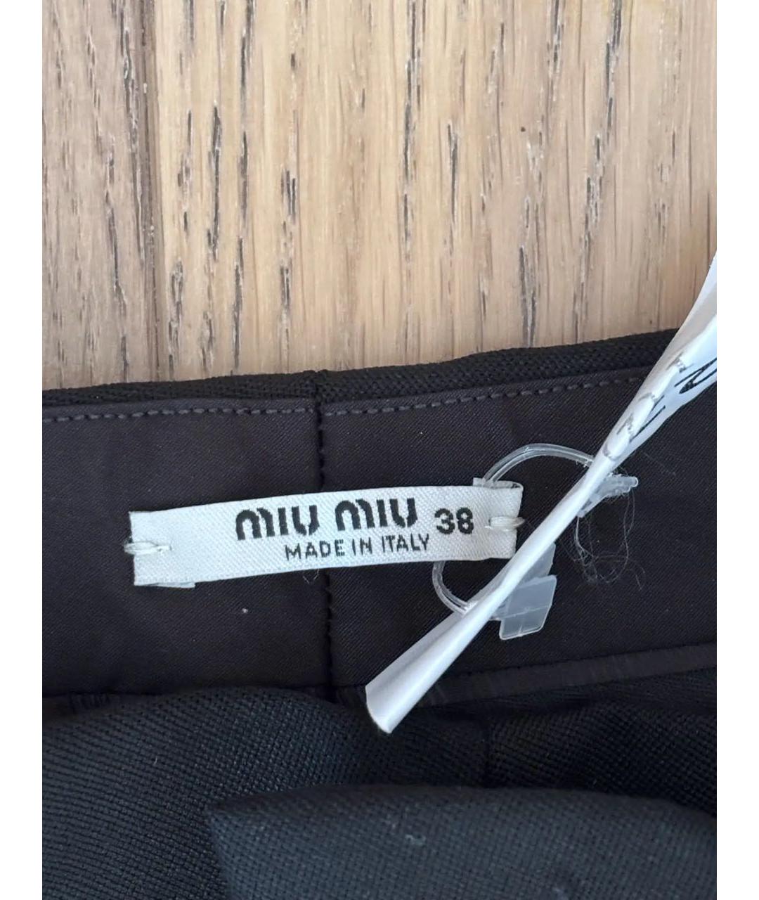 MIU MIU Черные шерстяные брюки узкие, фото 7