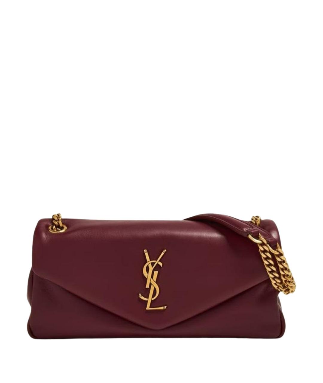 SAINT LAURENT Бордовая кожаная сумка через плечо, фото 1
