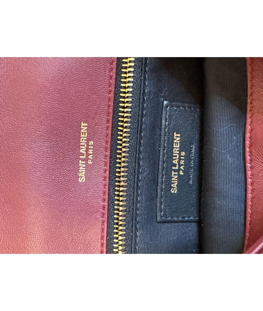 SAINT LAURENT Бордовая кожаная сумка через плечо, фото 8