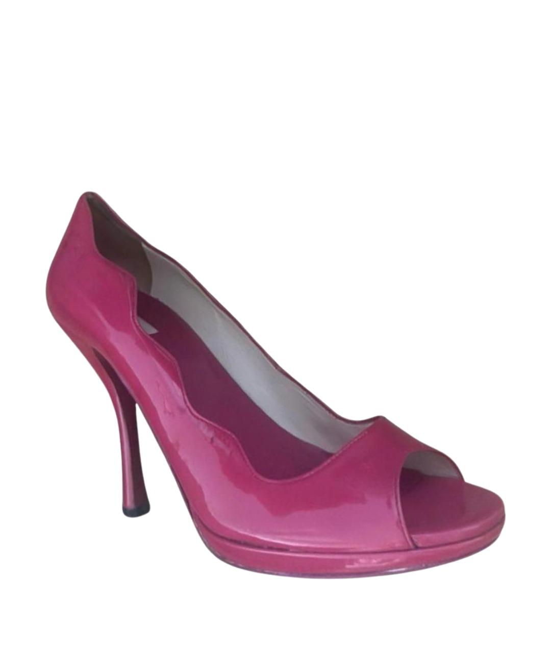 PRADA Коралловые кожаные босоножки, фото 1