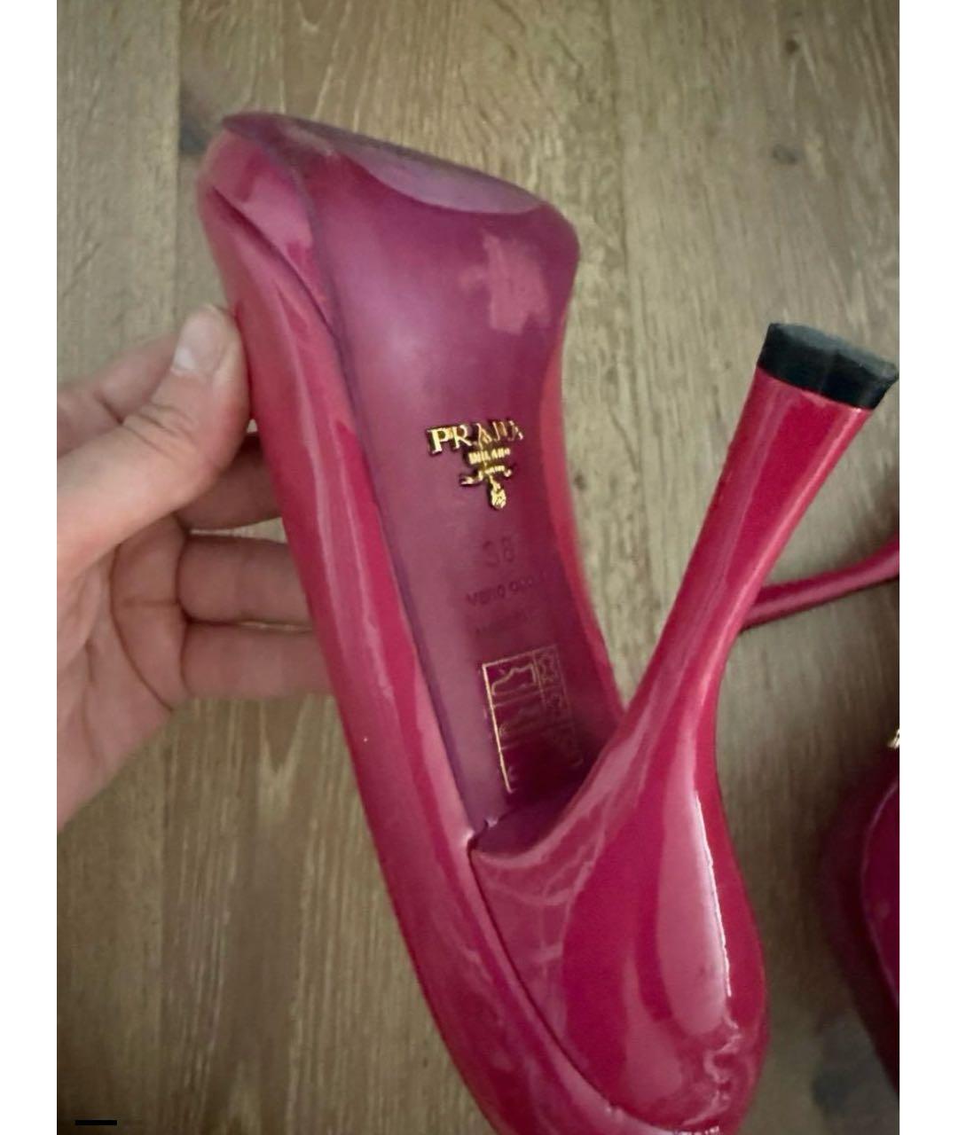 PRADA Коралловые кожаные босоножки, фото 4