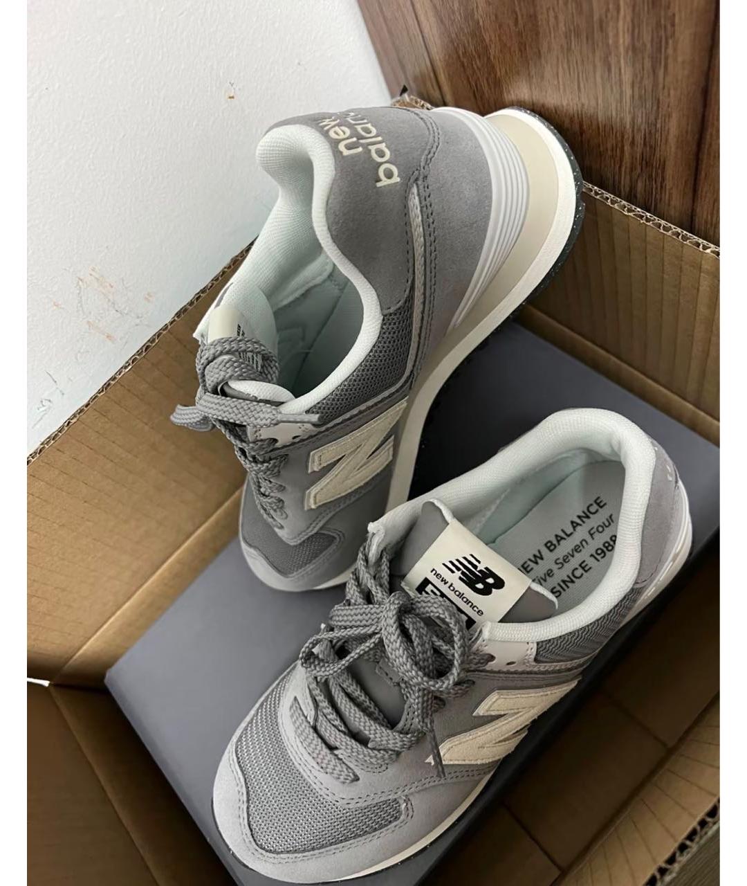 NEW BALANCE Серые замшевые низкие кроссовки / кеды, фото 2