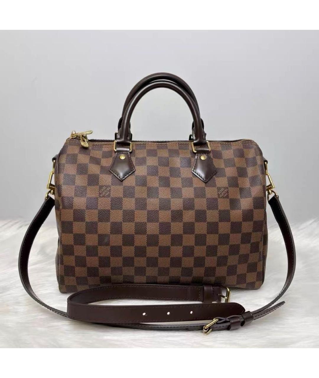 LOUIS VUITTON Коричневая сумка с короткими ручками из канвы, фото 7