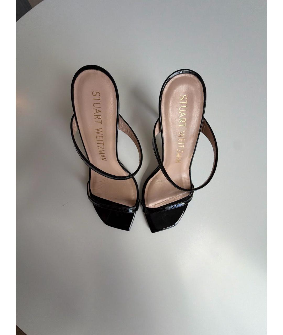 STUART WEITZMAN Черные мюли из лакированной кожи, фото 3