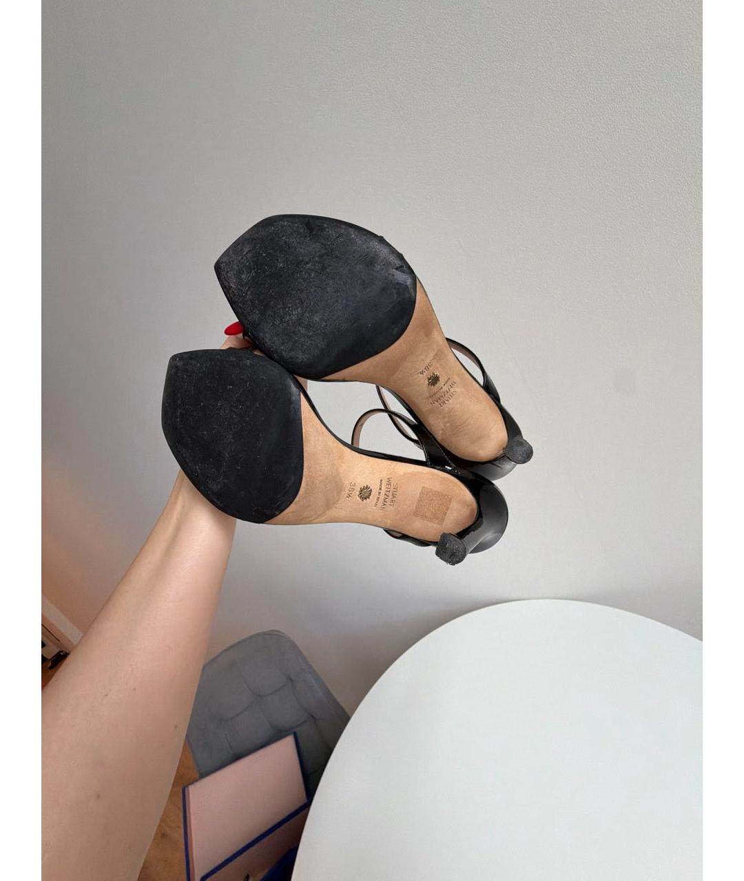 STUART WEITZMAN Черные мюли из лакированной кожи, фото 6