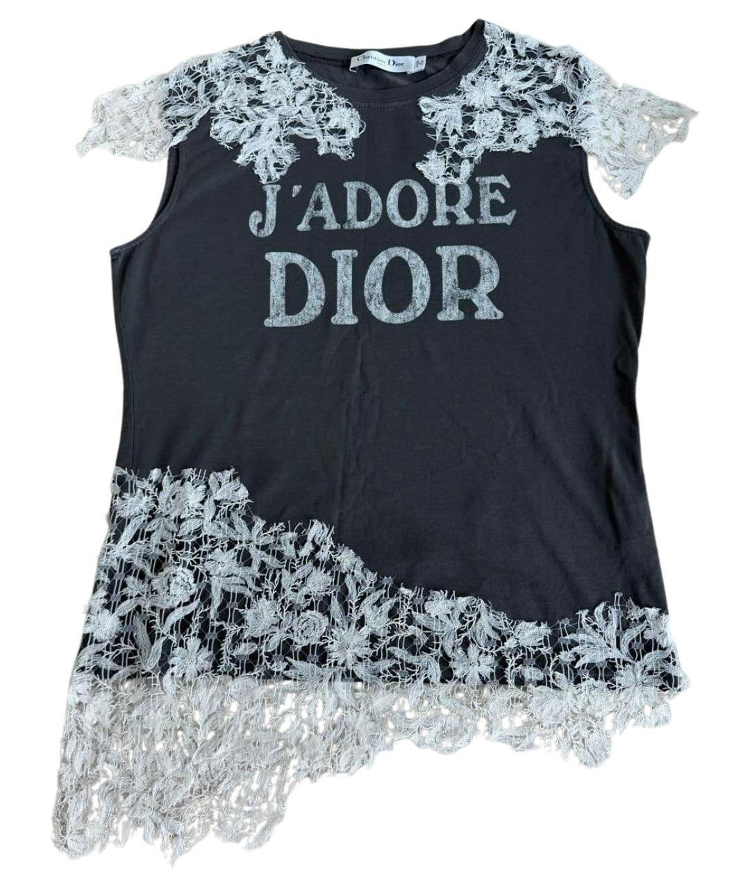 CHRISTIAN DIOR Серая хлопковая футболка, фото 1