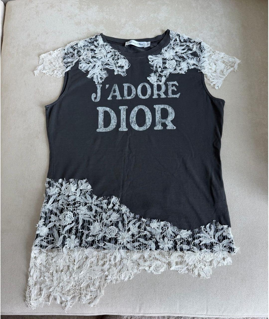 CHRISTIAN DIOR Серая хлопковая футболка, фото 7