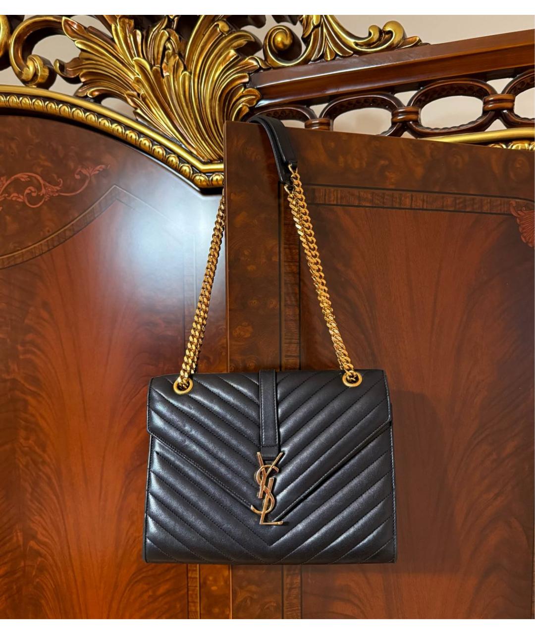 SAINT LAURENT Черная кожаная сумка через плечо, фото 8