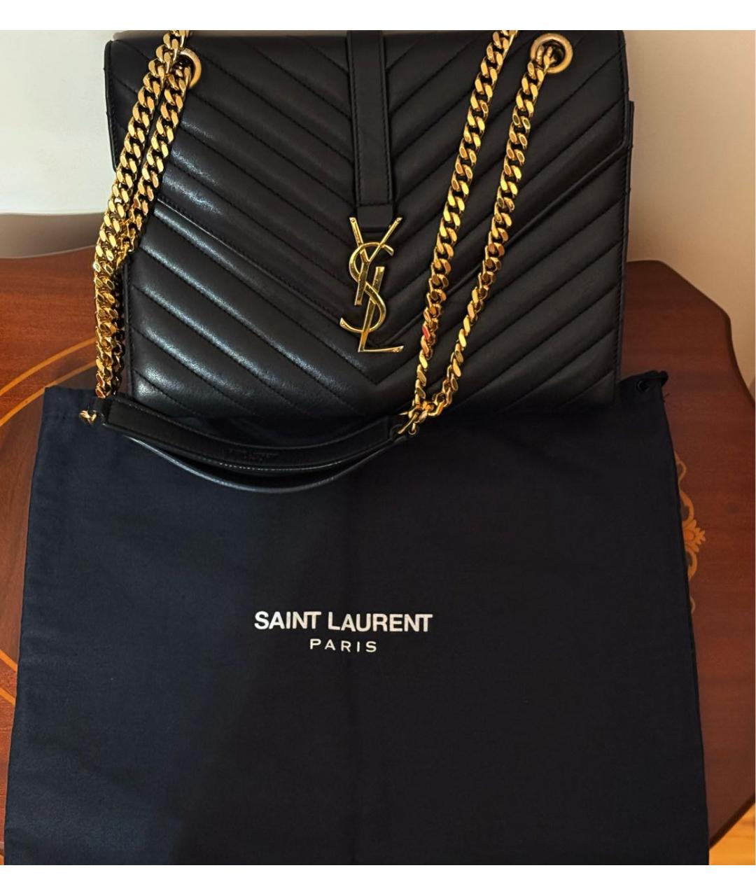 SAINT LAURENT Черная кожаная сумка через плечо, фото 5
