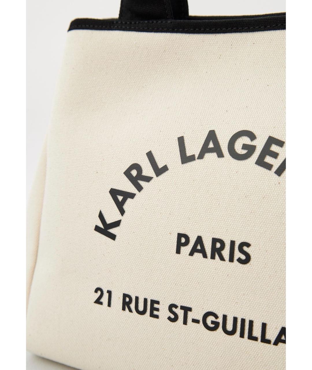 KARL LAGERFELD Бежевая хлопковая сумка с короткими ручками, фото 3