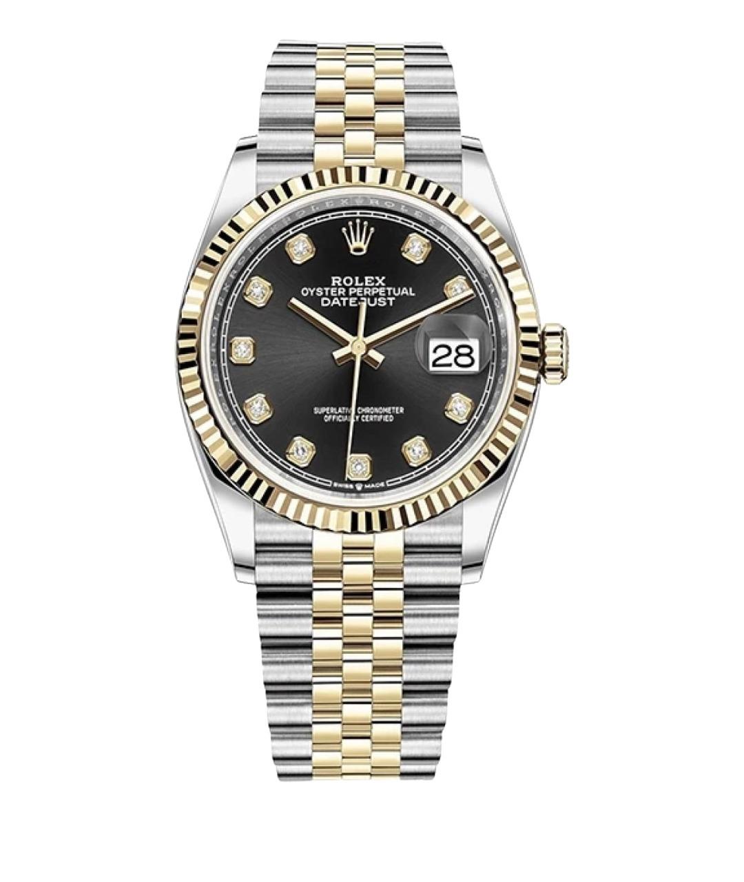 ROLEX Черные часы из желтого золота, фото 1