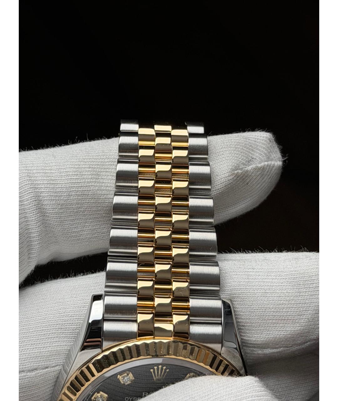 ROLEX Черные часы из желтого золота, фото 7