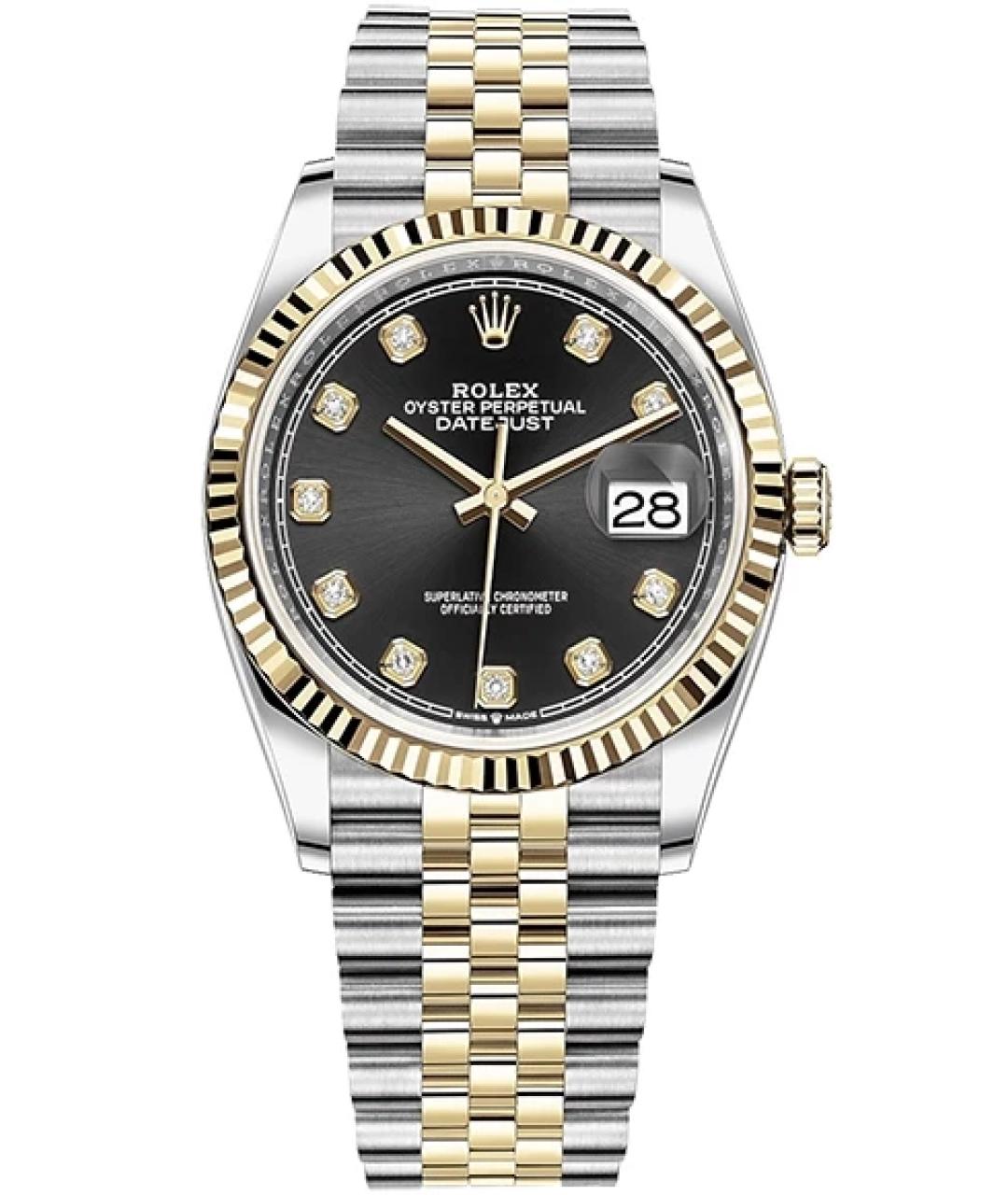 ROLEX Черные часы из желтого золота, фото 10