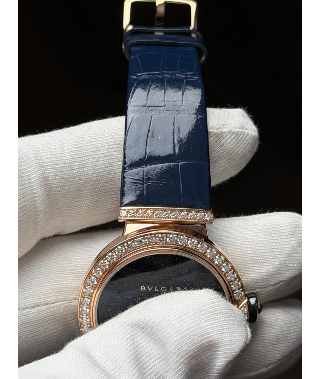 BVLGARI Темно-синие часы из розового золота, фото 6