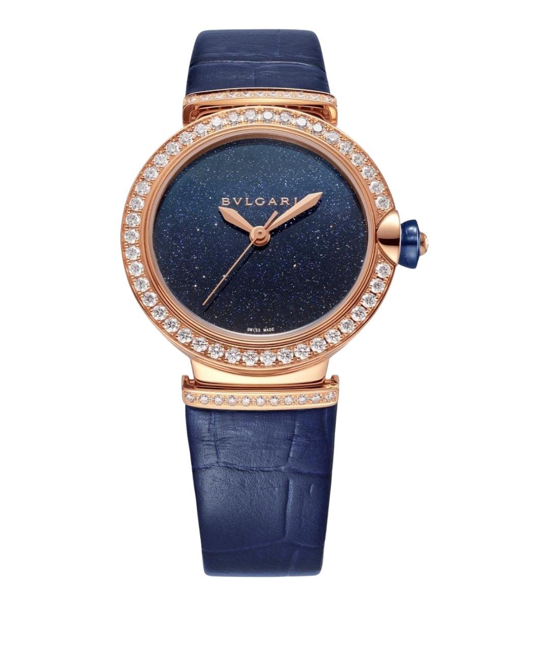 BVLGARI Темно-синие часы из розового золота, фото 1
