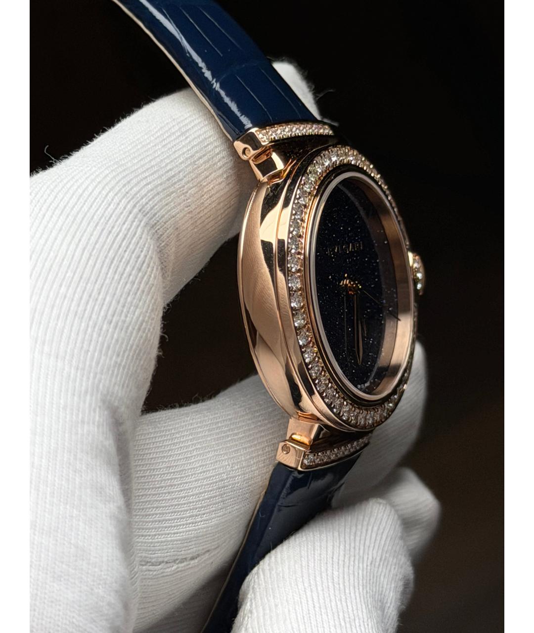 BVLGARI Темно-синие часы из розового золота, фото 5