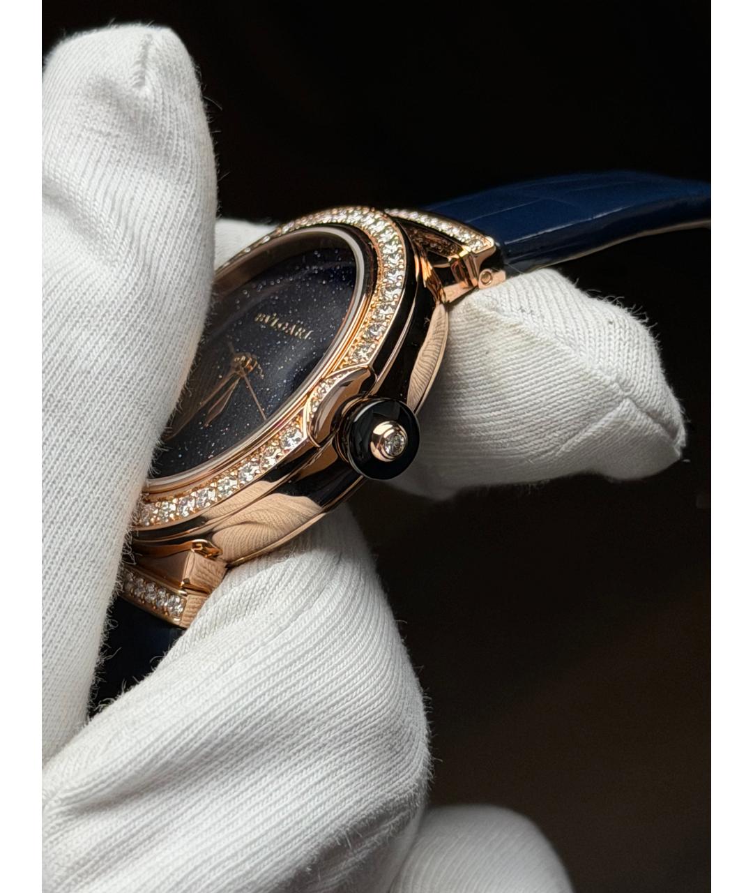 BVLGARI Темно-синие часы из розового золота, фото 4