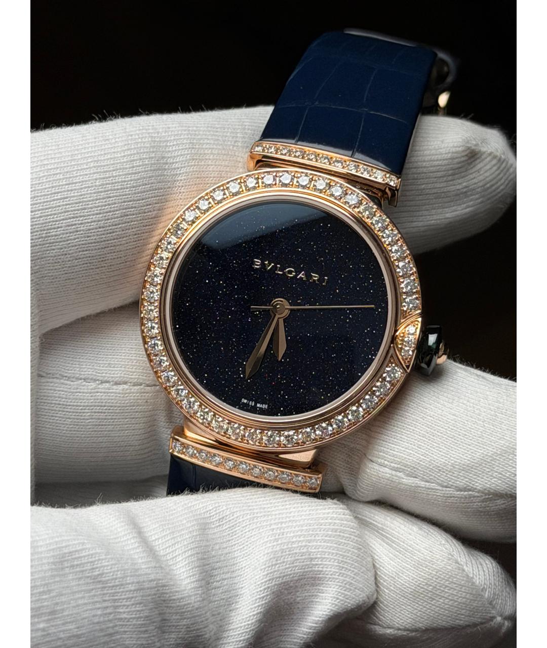 BVLGARI Темно-синие часы из розового золота, фото 2