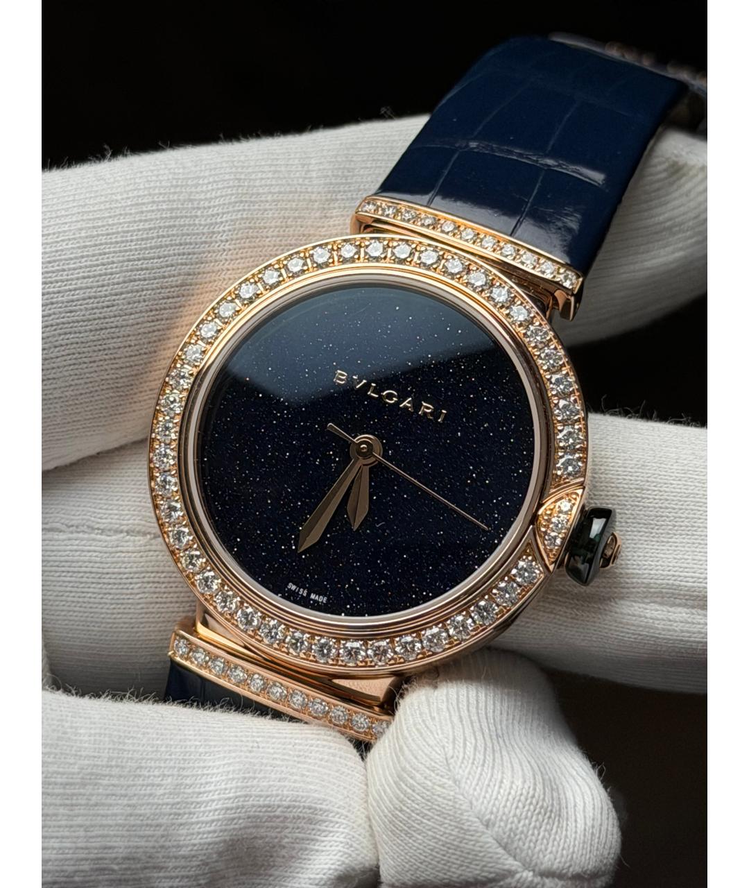 BVLGARI Темно-синие часы из розового золота, фото 3