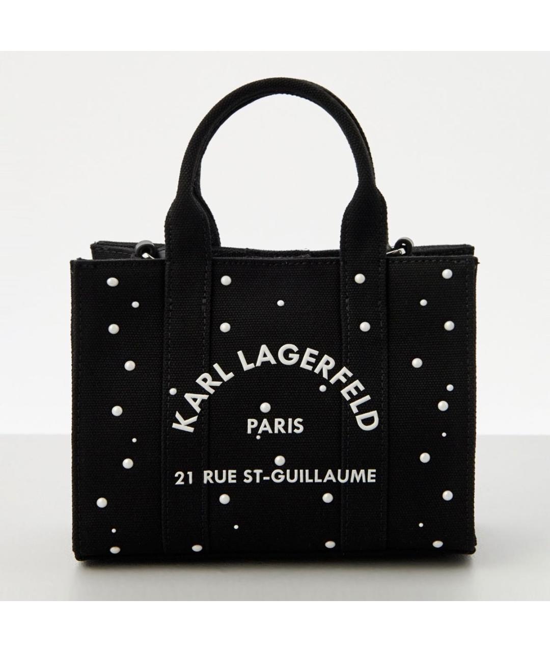 KARL LAGERFELD Черная хлопковая сумка с короткими ручками, фото 8