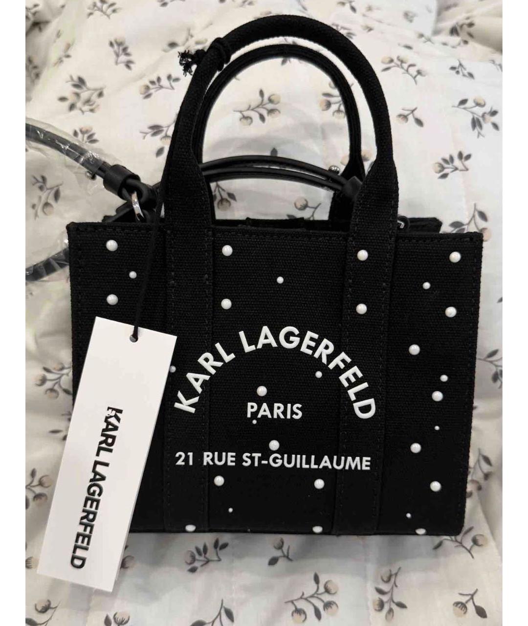 KARL LAGERFELD Черная хлопковая сумка с короткими ручками, фото 6
