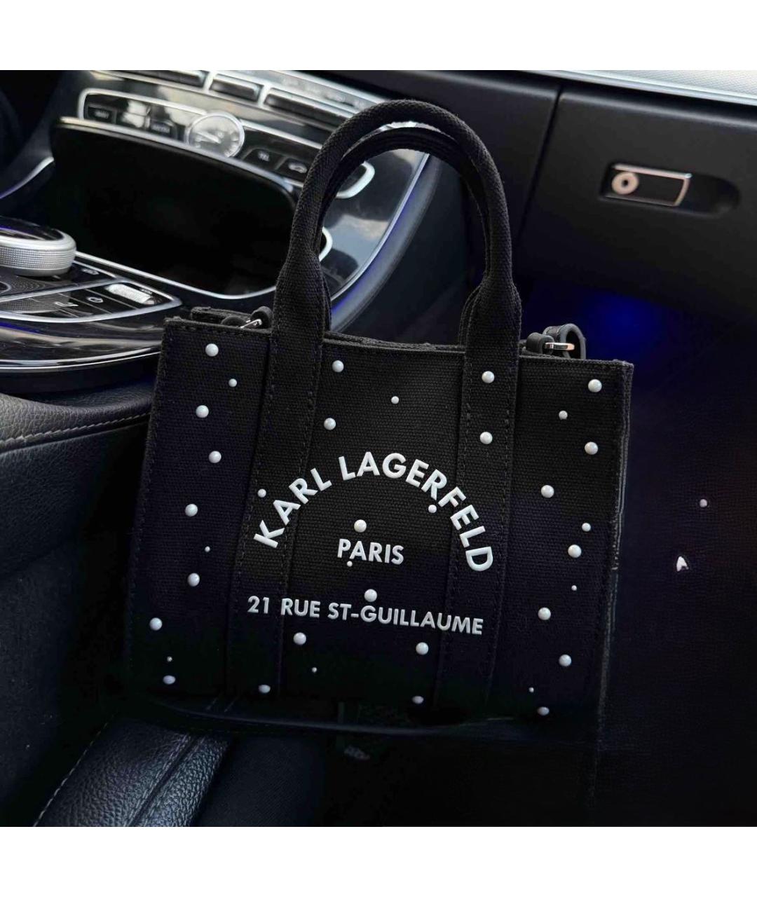 KARL LAGERFELD Черная хлопковая сумка с короткими ручками, фото 7