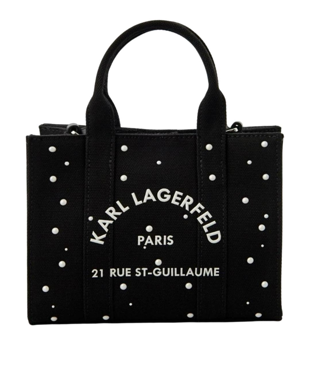 KARL LAGERFELD Черная хлопковая сумка с короткими ручками, фото 1
