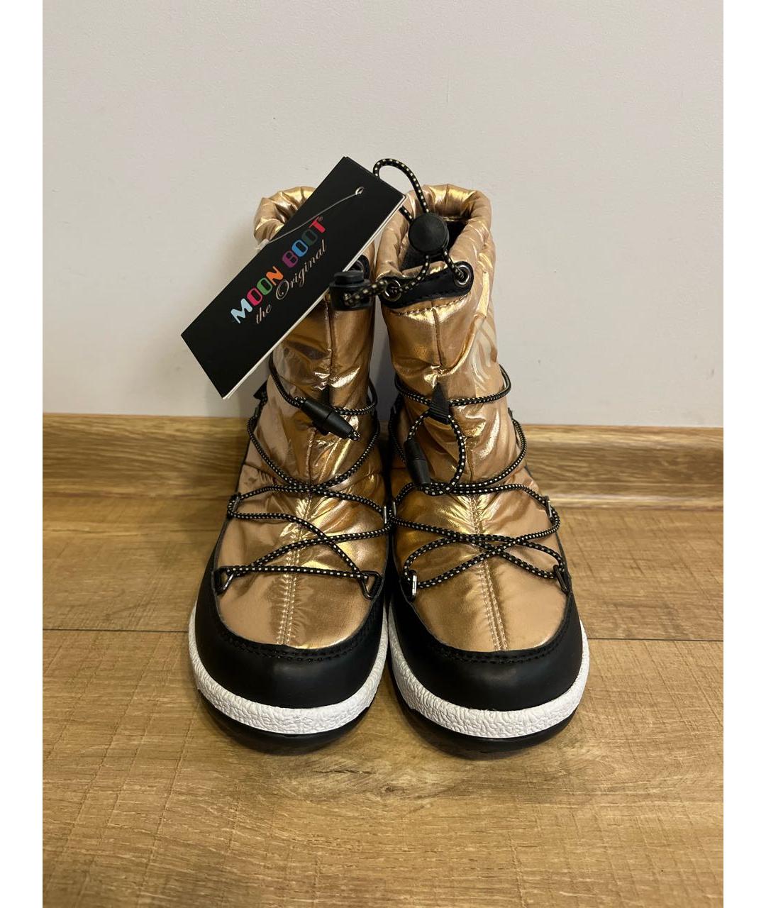 MOON BOOT Золотые синтетические сапоги, фото 2