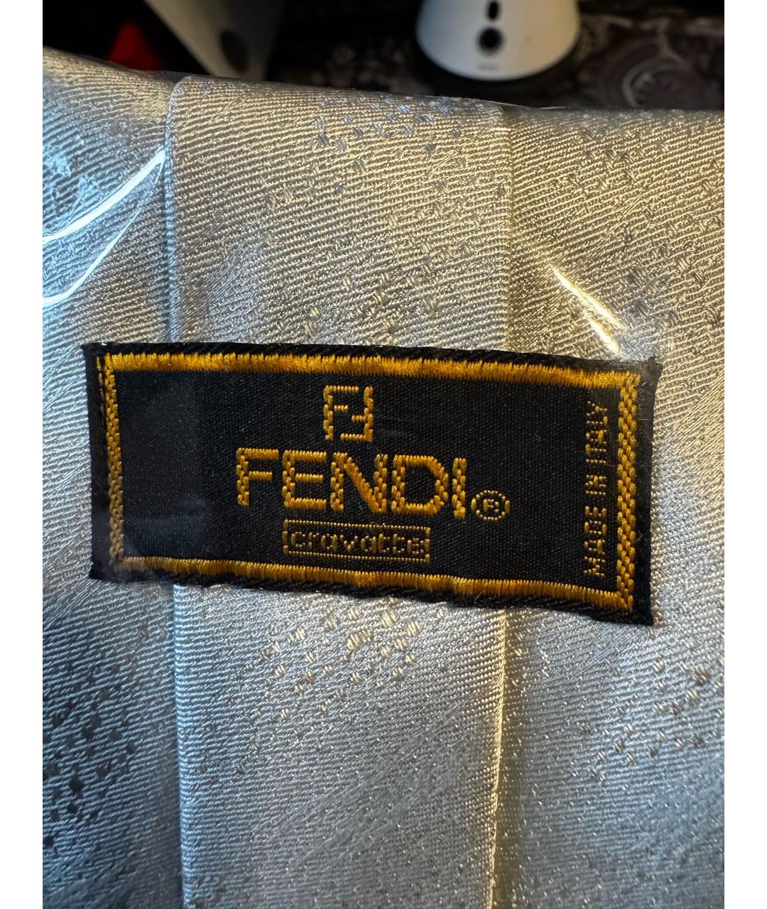 FENDI Серый шелковый галстук, фото 3
