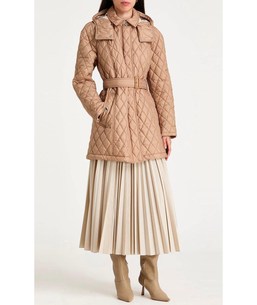 BURBERRY Бежевая полиэстеровая куртка, фото 2