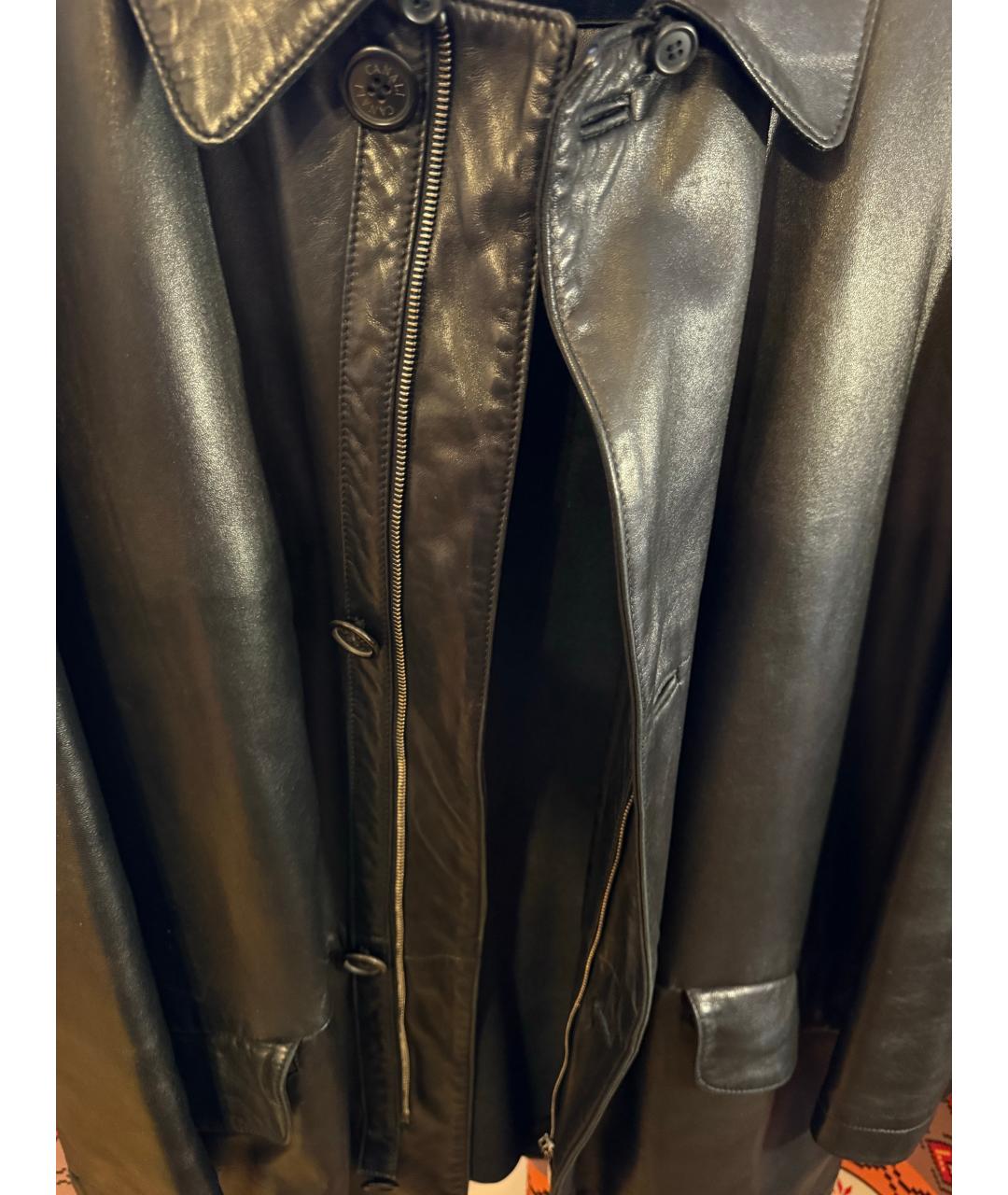 CANALI Черное кожаное пальто, фото 4
