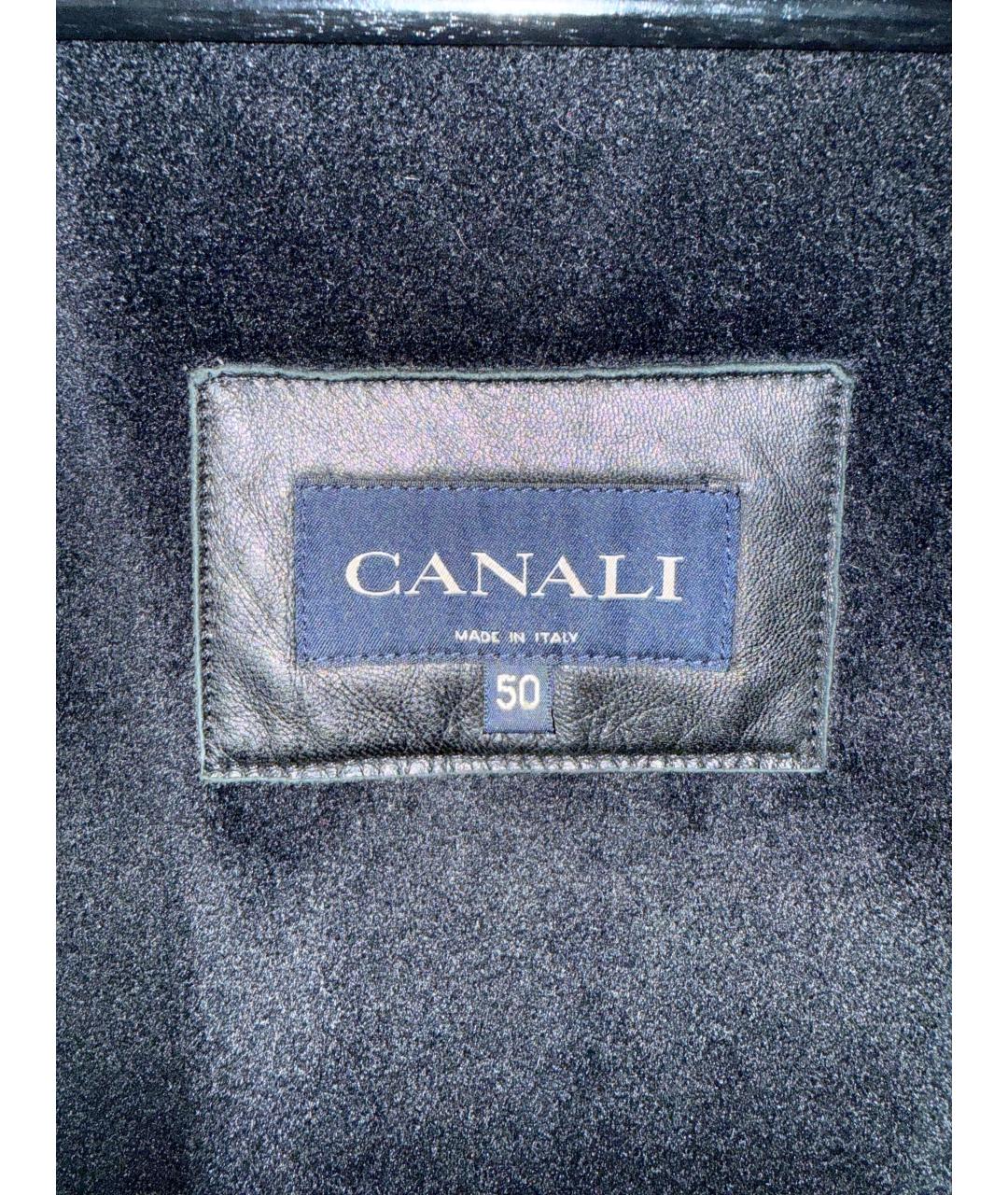 CANALI Черное кожаное пальто, фото 3