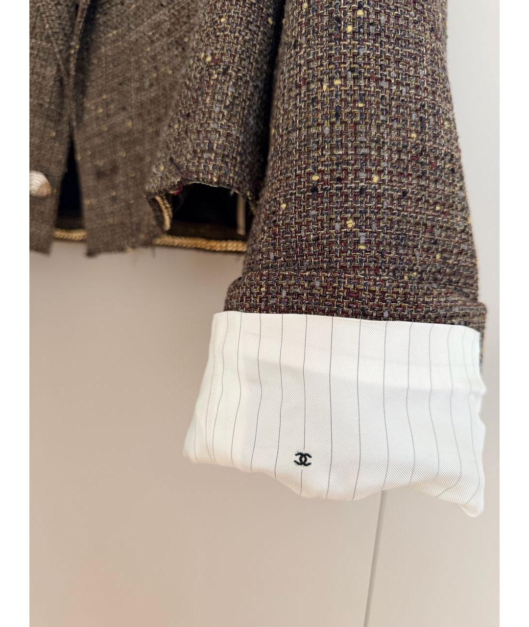 CHANEL Хаки твидовый костюм с брюками, фото 6
