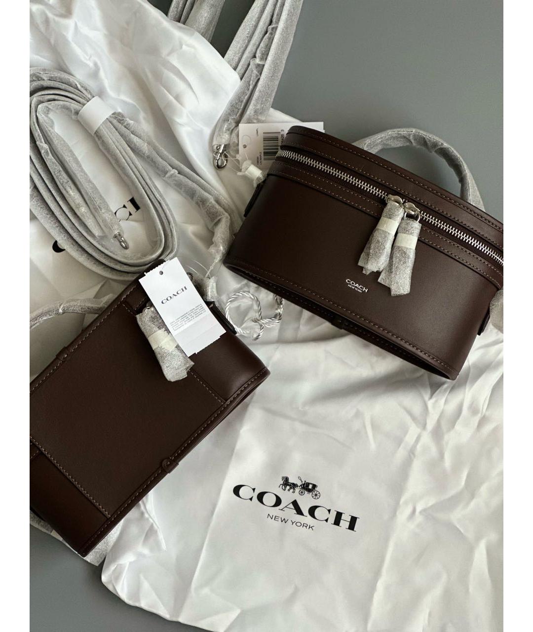 COACH Коричневая кожаная сумка через плечо, фото 3