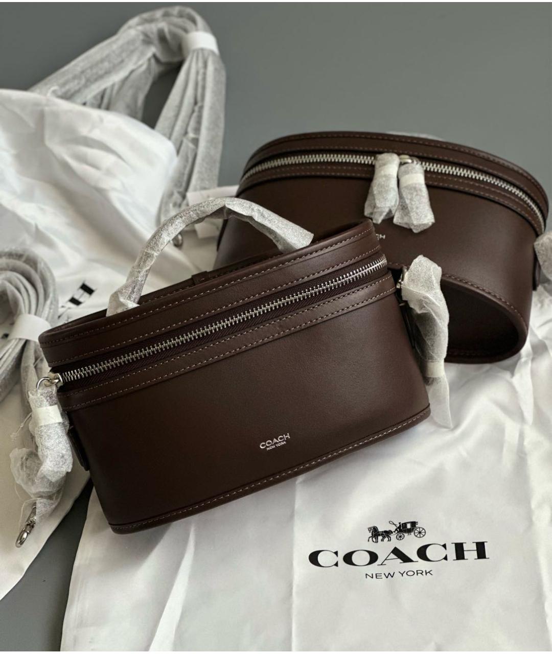 COACH Коричневая кожаная сумка через плечо, фото 5